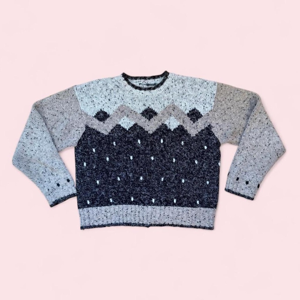 Vintage Tan and Black Patterned Sweater